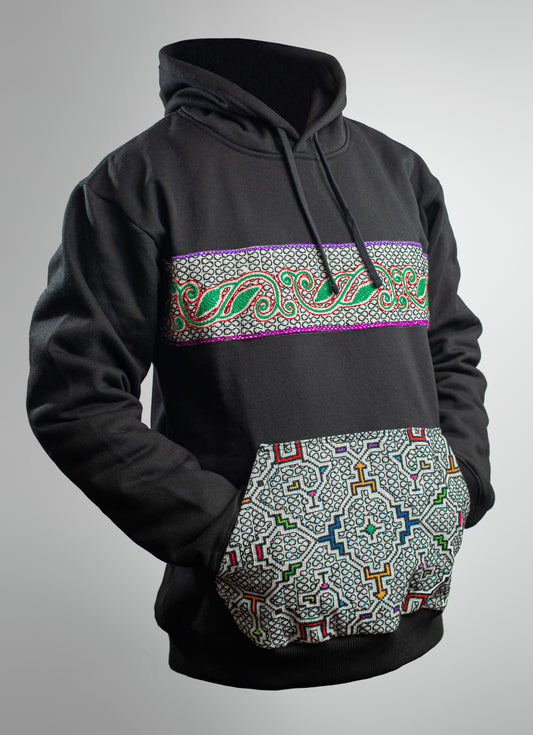 Shipibo Keńe Textile Sweatshirt Custom Hand Embroidered XL