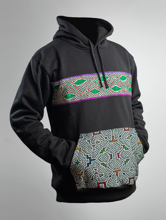 Shipibo Keńe Textile Sweatshirt Custom Hand Embroidered XL