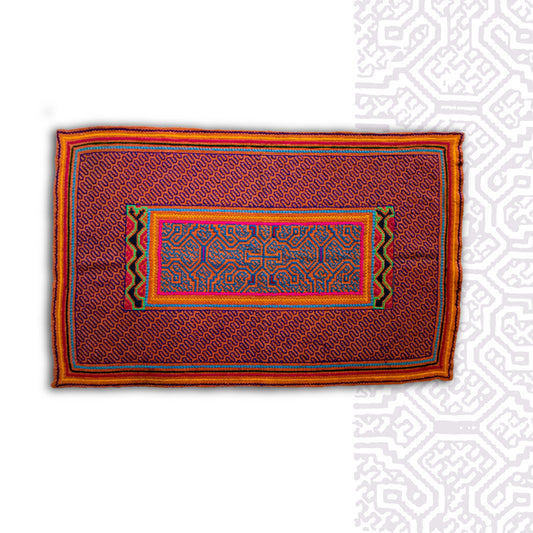 Shipibo Textile Mat Hand Made & Embroidered 26” x 16.5”