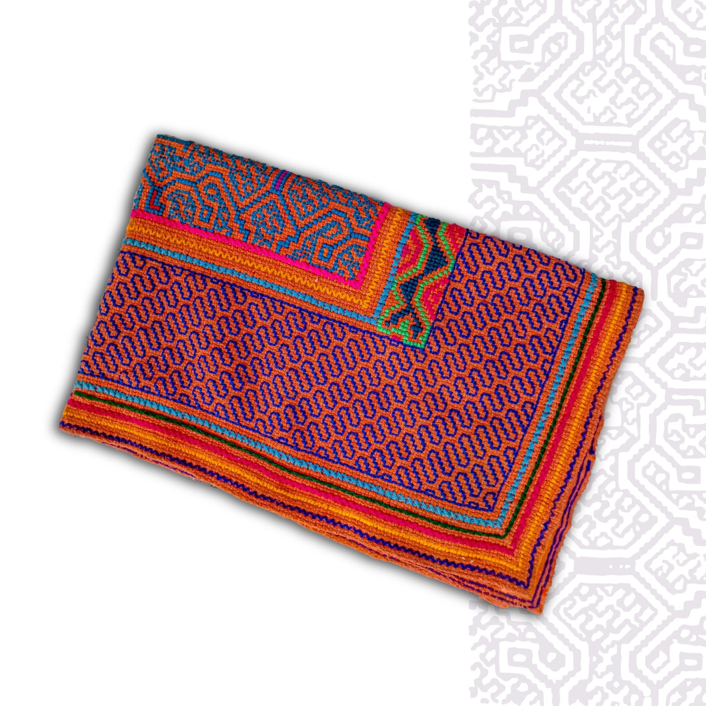 Shipibo Textile Mat Hand Made & Embroidered 26” x 16.5”