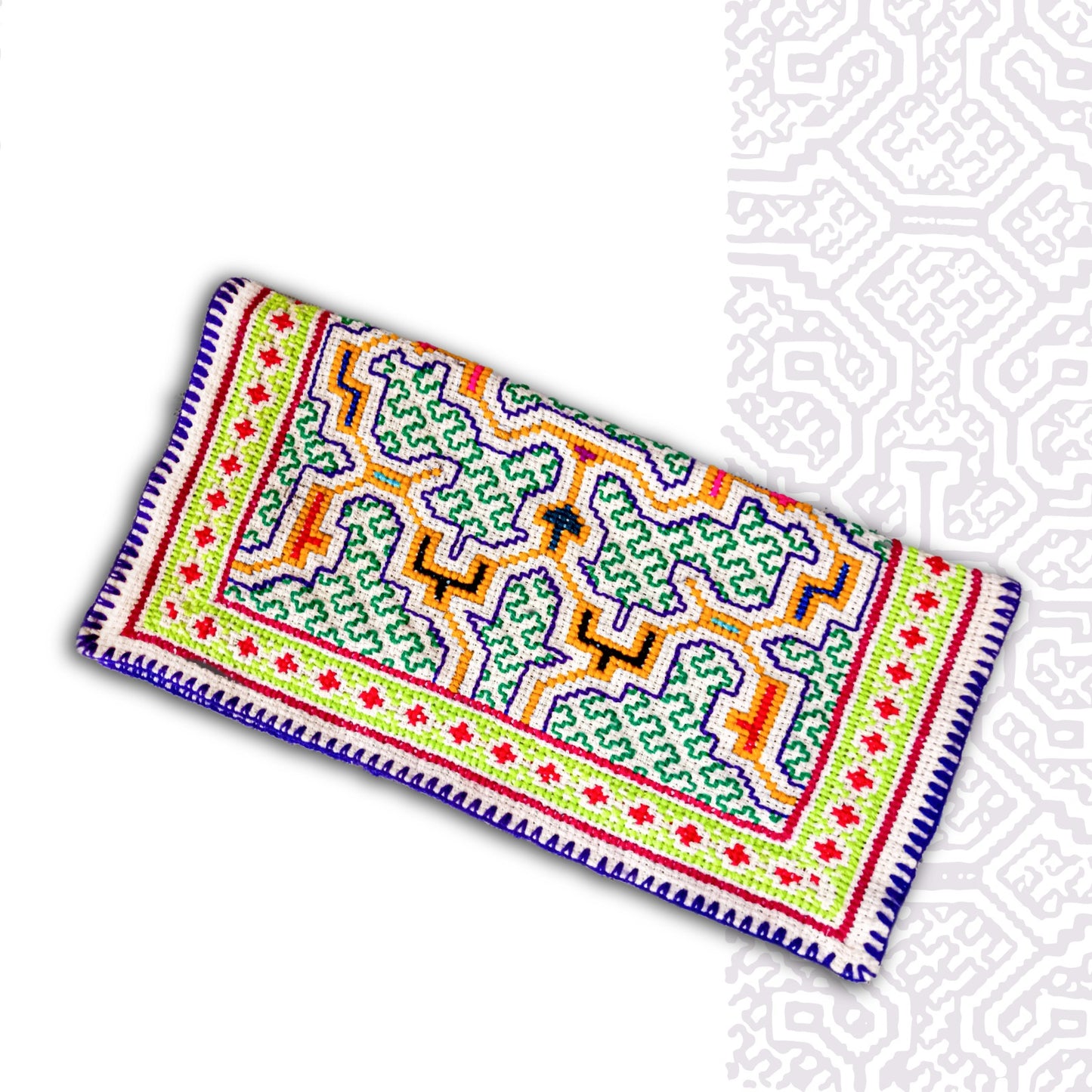 Shipibo Textile Mat Hand Made & Embroidered 11.5” x 12”