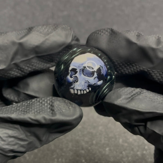 Stephen Boehme Blue Skull Slurper Marble 1.2” #19
