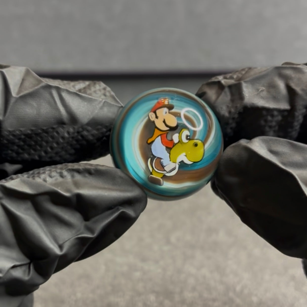 MicrosWorkshop Mario Riding Yoshi Slurper Marble 1” #2A