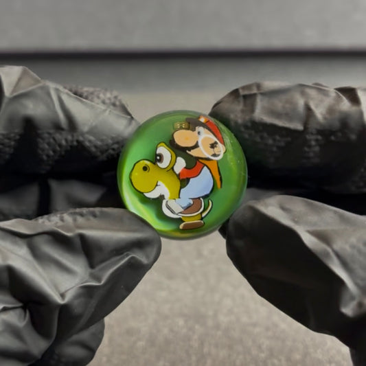 MicrosWorkshop Mario Riding Yoshi Slurper Marble 1” #7A