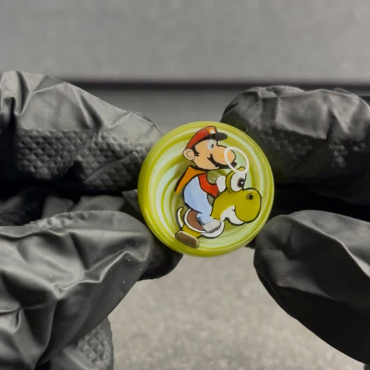 MicrosWorkshop Mario Riding Yoshi Slurper Marble 1” #11A