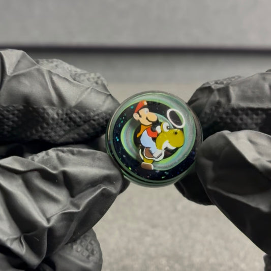 MicrosWorkshop Mario Riding Yoshi Slurper Marble 1” #19A