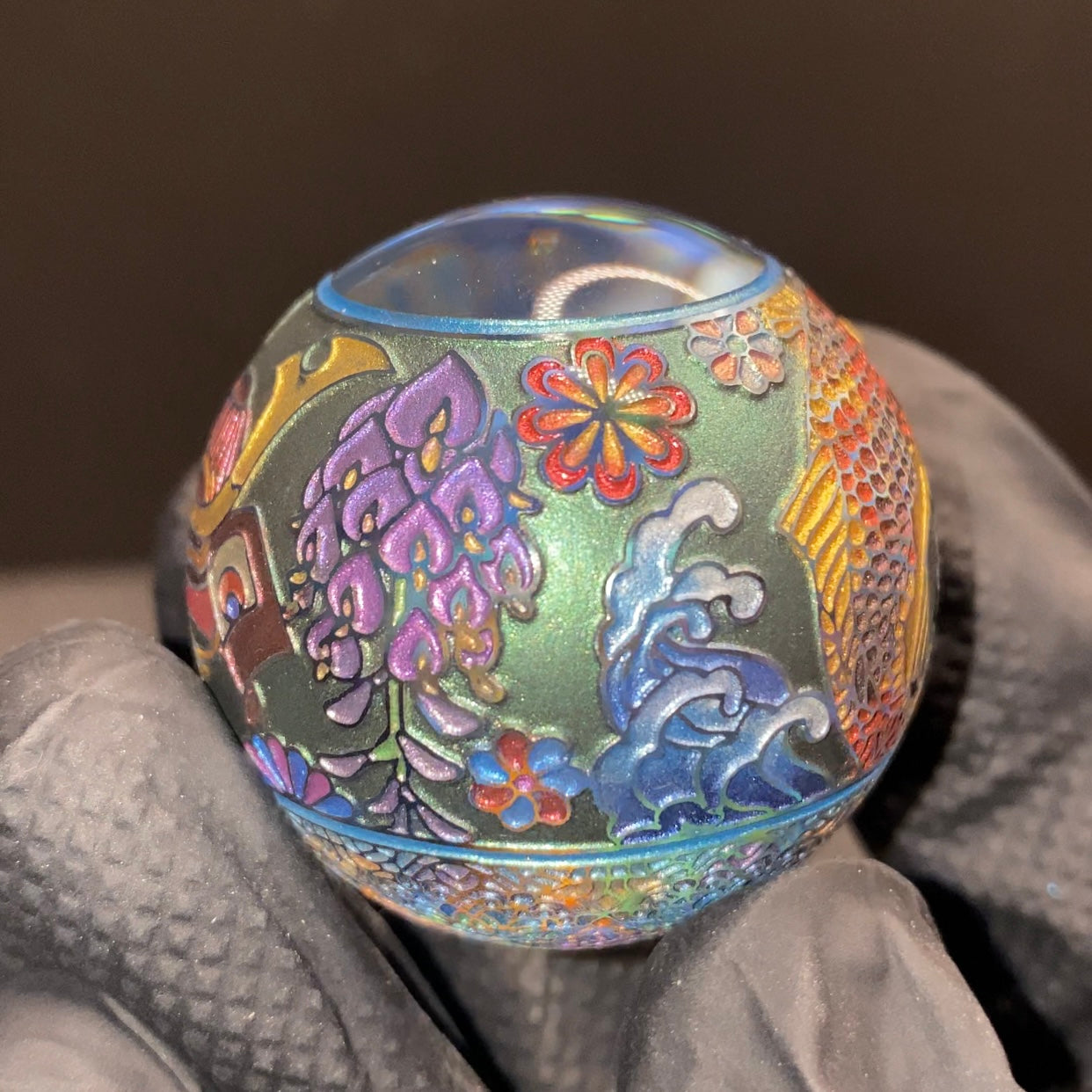 Masataka Joei Nishikigoi Koi & Kabuto Helmet Kaleidoscope Marble 1.49”