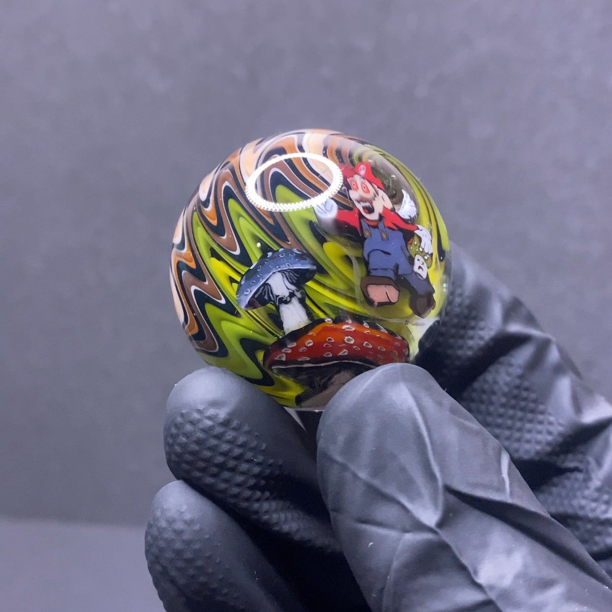 Stephen Boehme X MicrosWorkshop Psychedelic Mario Murrine Marble 1.6”