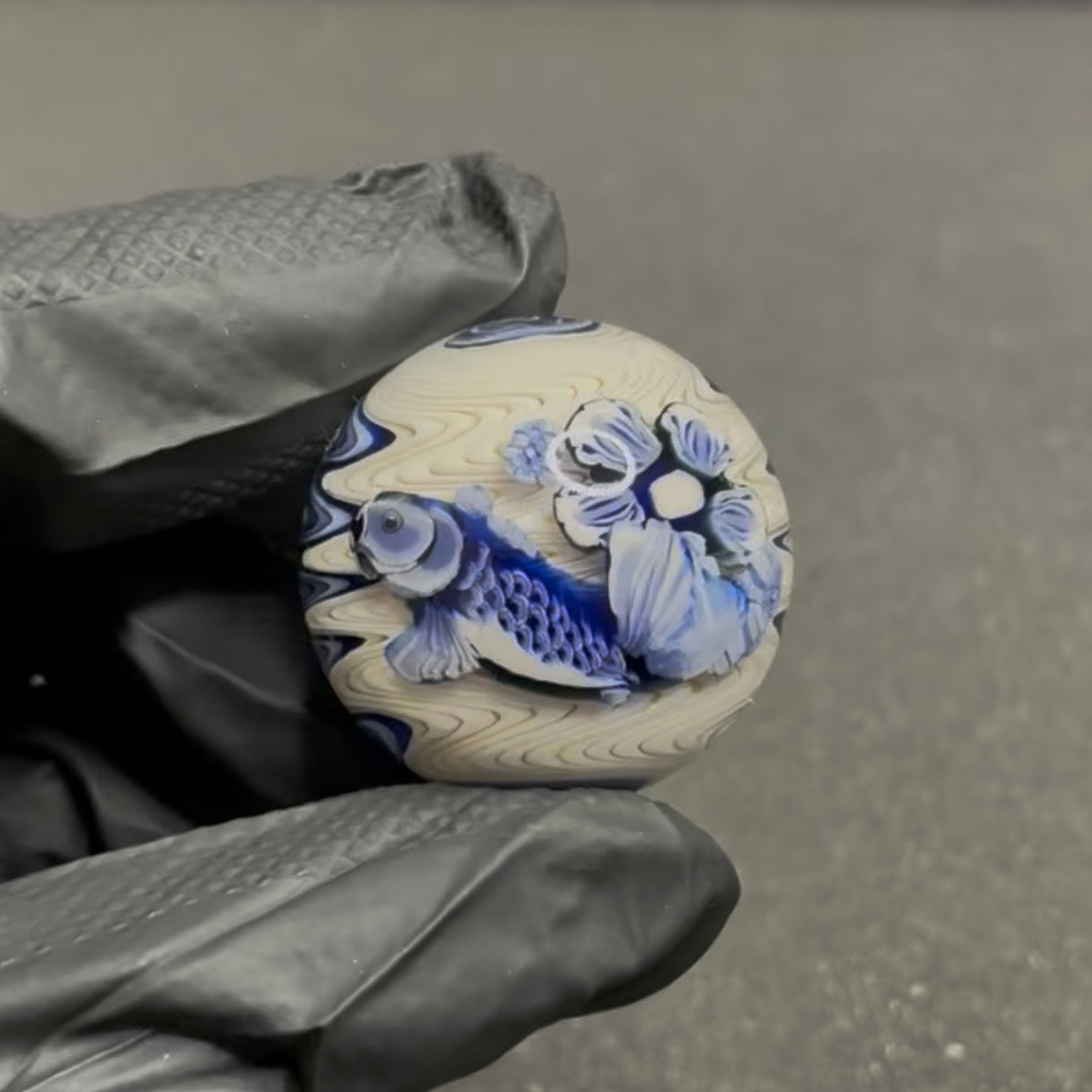 Stephen Boehme Blue Koi Fish Marble 1.3" #73