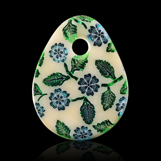 Sakiyo Takeuchi Murrine Blue Flower Teardrop Pendant