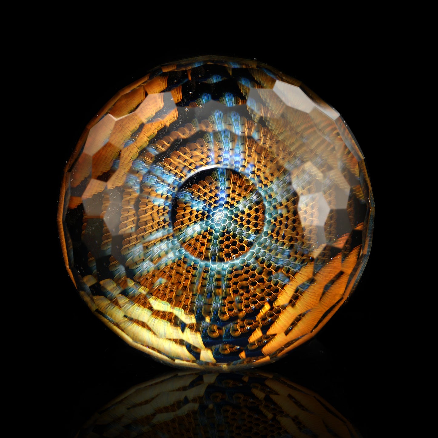Future Glass Art x Teurfs x Mr. Facet Honeycomb Faceted Marble 1.9”