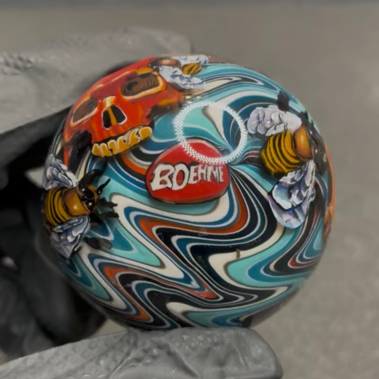 Stephen Boehme X Mr. Facet Wutang Skull Marble #601 1.9"