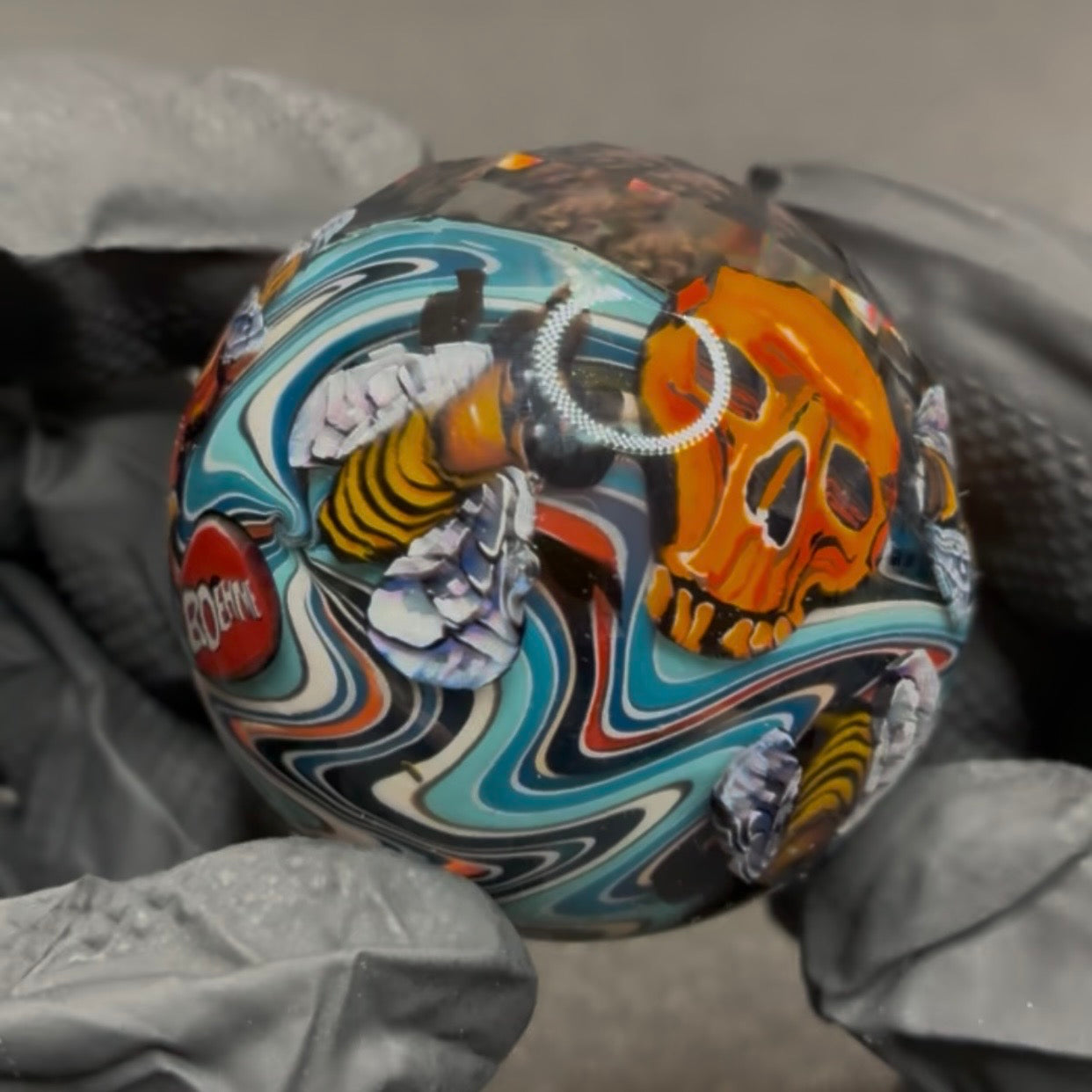 Stephen Boehme X Mr. Facet Wutang Skull Marble #601 1.9"