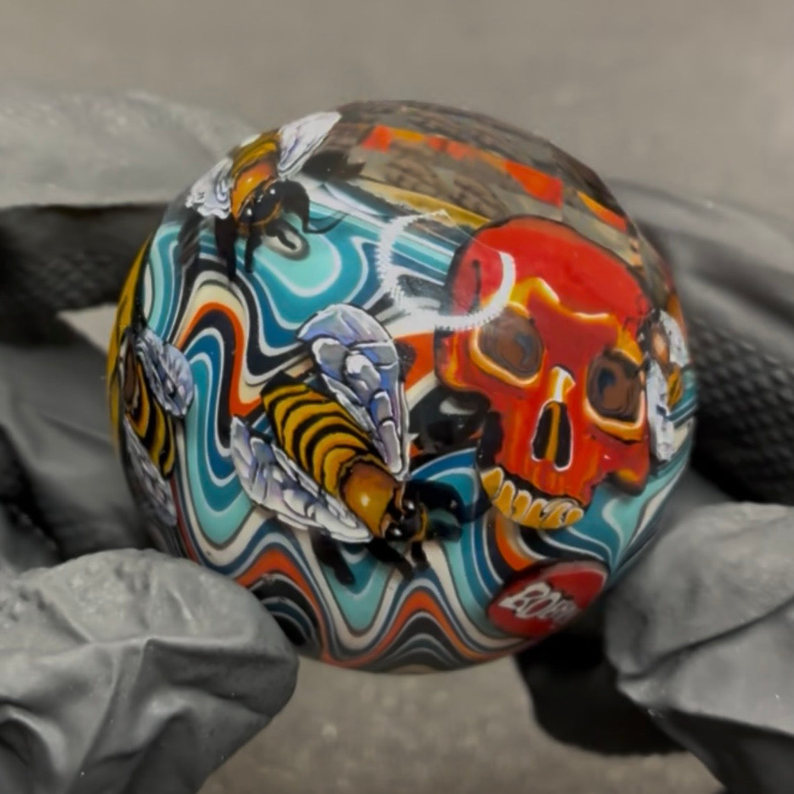 Stephen Boehme X Mr. Facet Wutang Skull Marble #601 1.9"