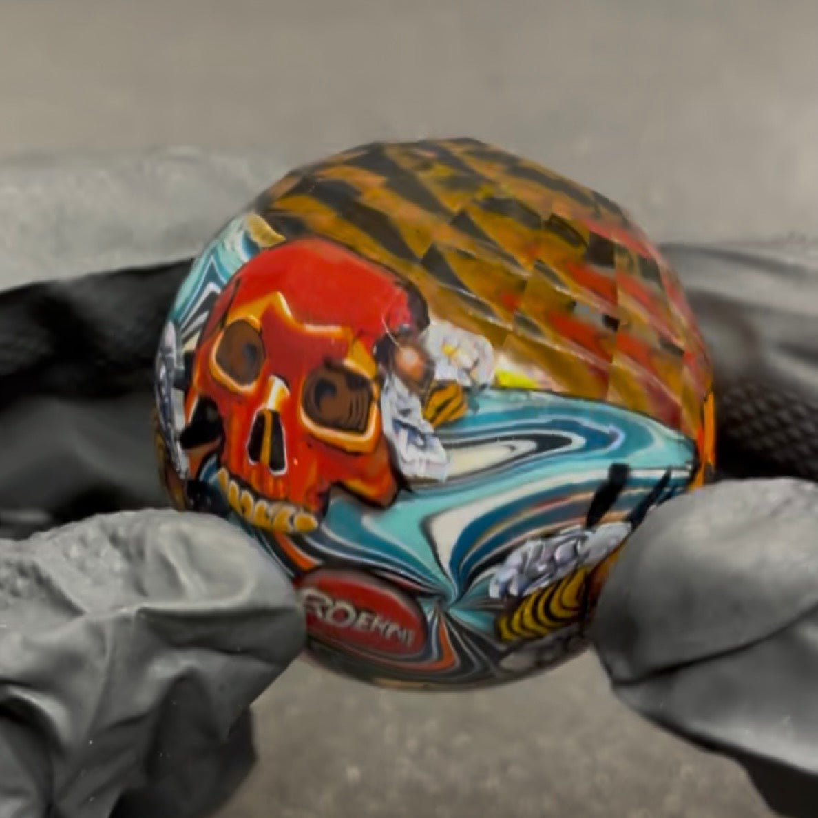 Stephen Boehme X Mr. Facet Wutang Skull Marble #601 1.9"