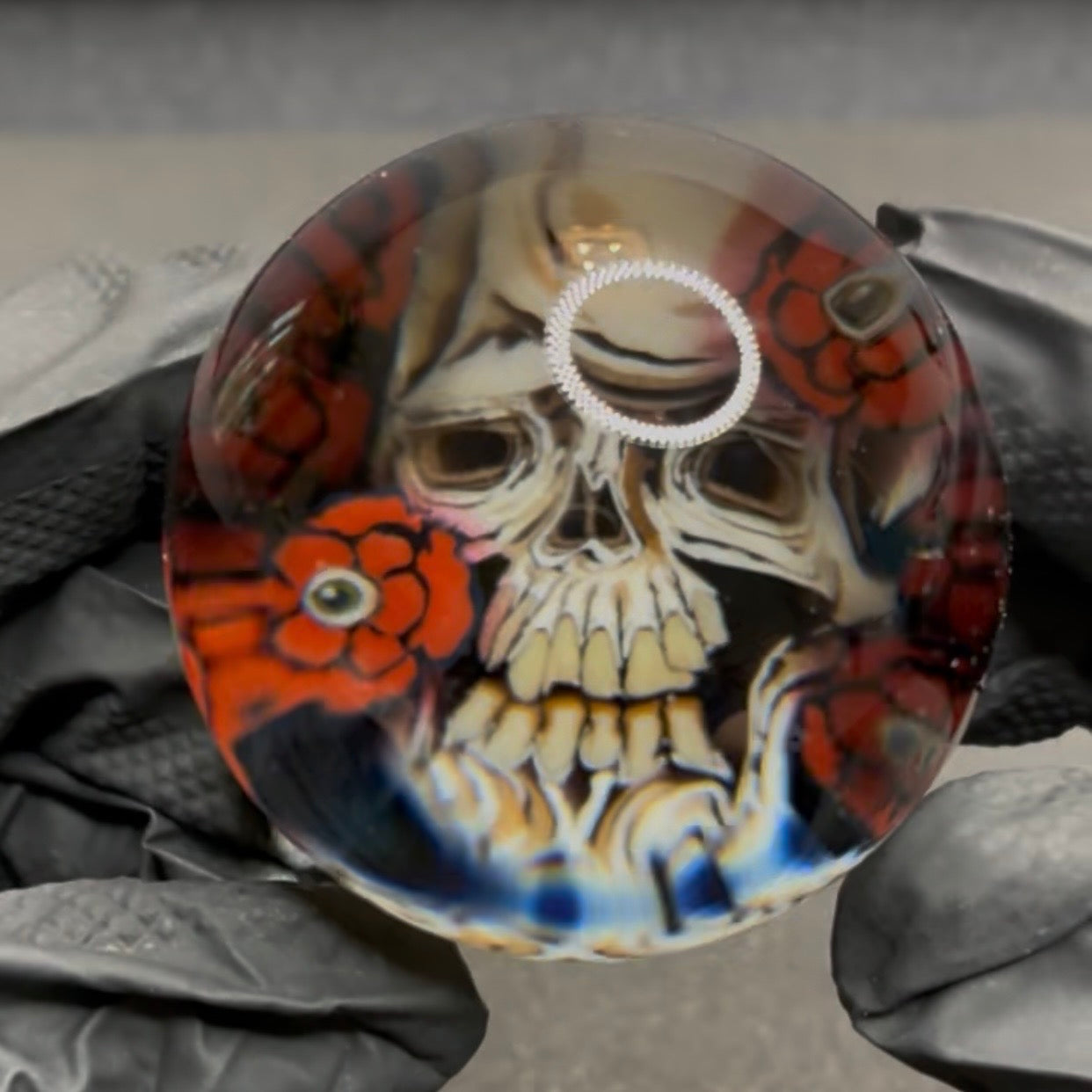Stephen Boehme Skull & Roses Marble #603 2.05"