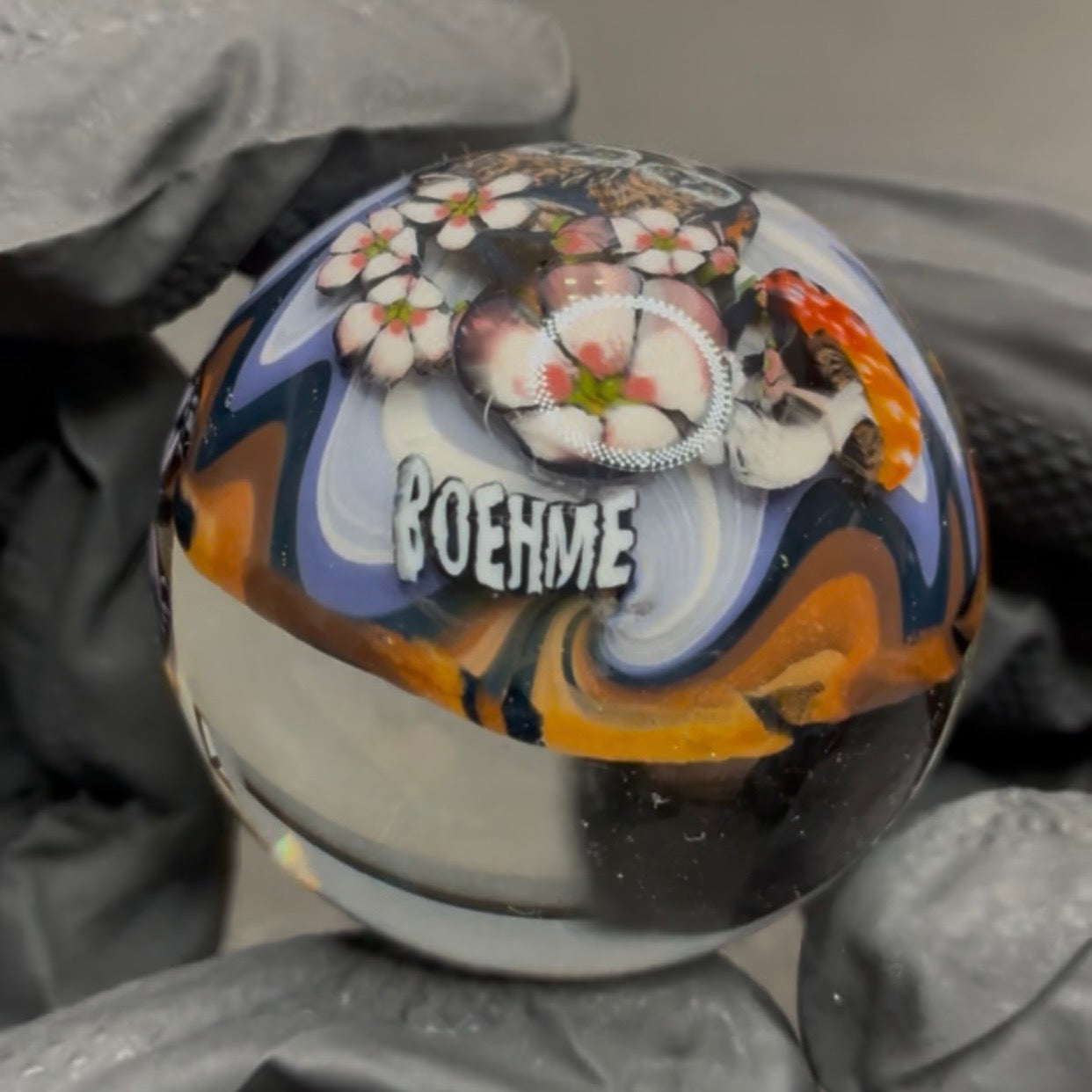 Stephen Boehme Owl Marble #604 1.85"