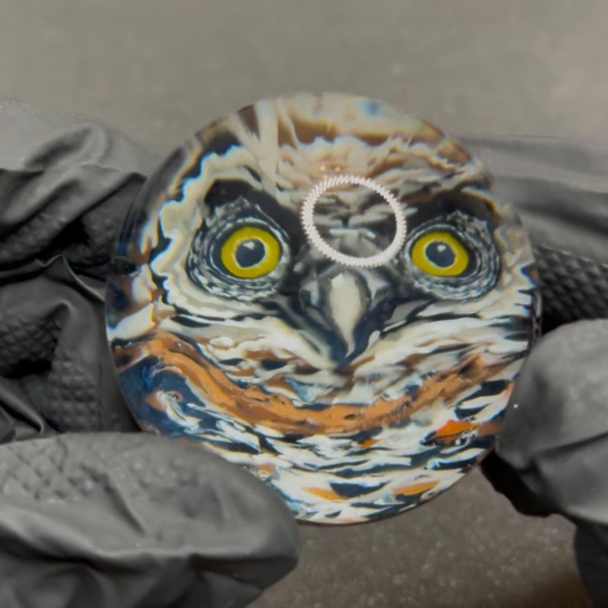 Stephen Boehme Owl Marble #604 1.85"