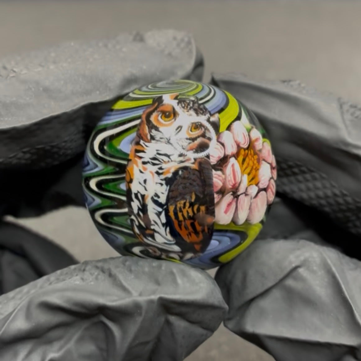 Stephen Boehme Owl Marble 1.3" #617