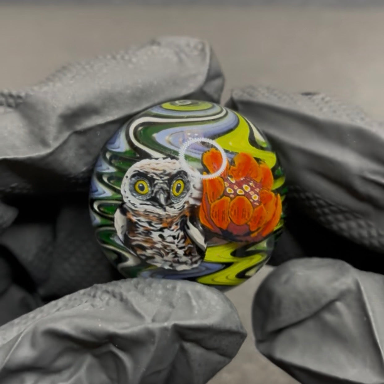 Stephen Boehme Owl Marble 1.3" #625