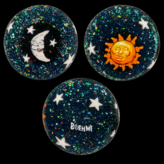 Stephen Boehme Sun and Moon Crushed Opal Stars Galaxy Marble 1.2”