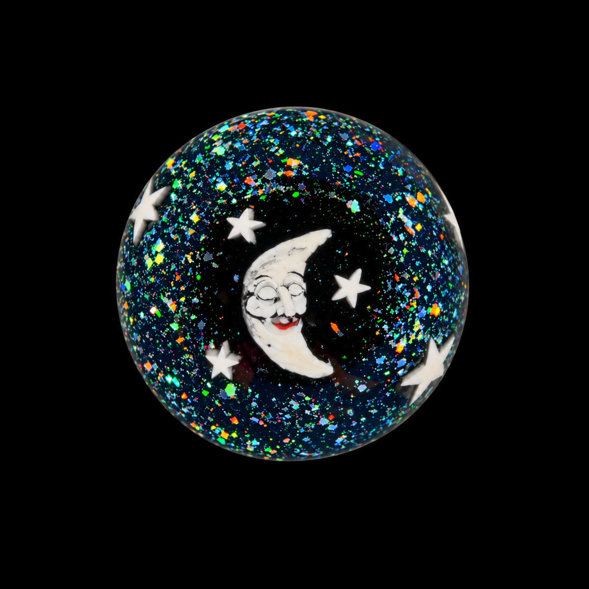 Stephen Boehme Sun and Moon Crushed Opal Stars Galaxy Marble 1.2”