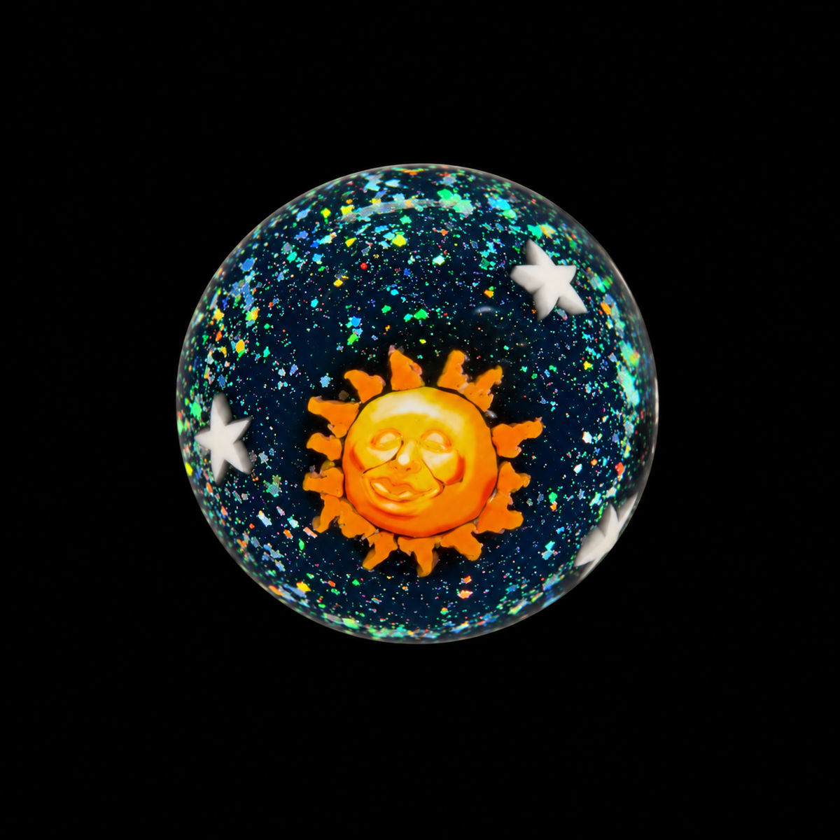 Stephen Boehme Sun and Moon Crushed Opal Stars Galaxy Marble 1.2”