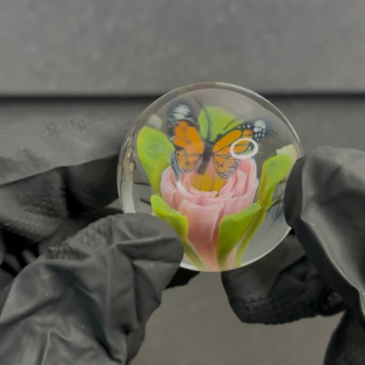 Rocko Belloso Butterfly and Flower Murrine Marble 1.5” BF1