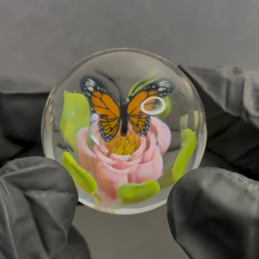 Rocko Belloso Butterfly and Flower Murrine Marble 1.5” BF2