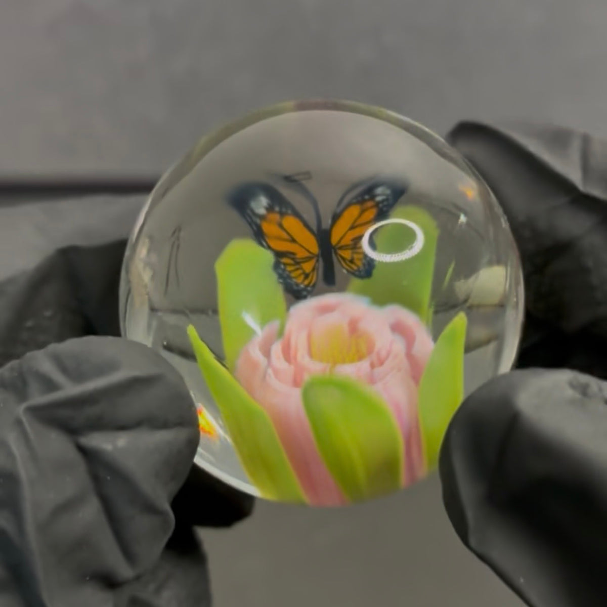 Rocko Belloso Butterfly and Flower Murrine Marble 1.5” BF4