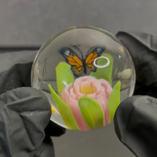 Rocko Belloso Butterfly and Flower Murrine Marble 1.5” BF4