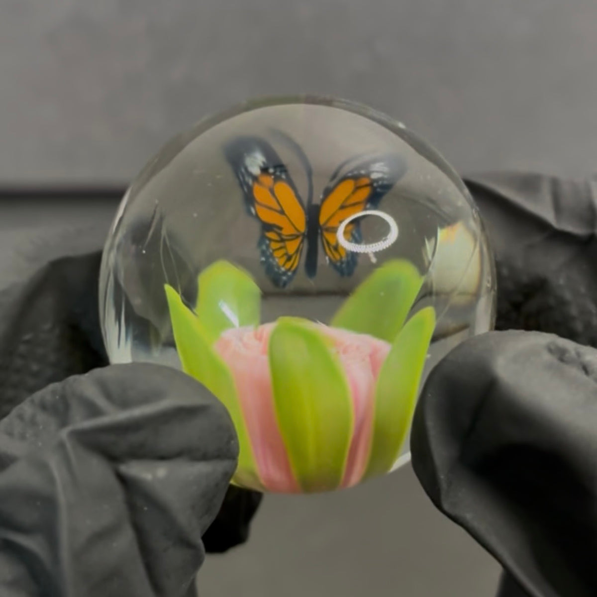 Rocko Belloso Butterfly and Flower Murrine Marble 1.5” BF4