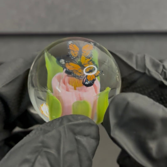 Rocko Belloso Butterfly and Flower Murrine Marble 1.5” BF6