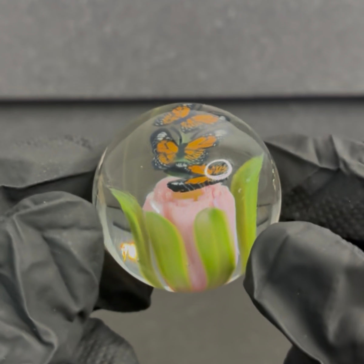 Rocko Belloso Butterfly and Flower Murrine Marble 1.5” BF6