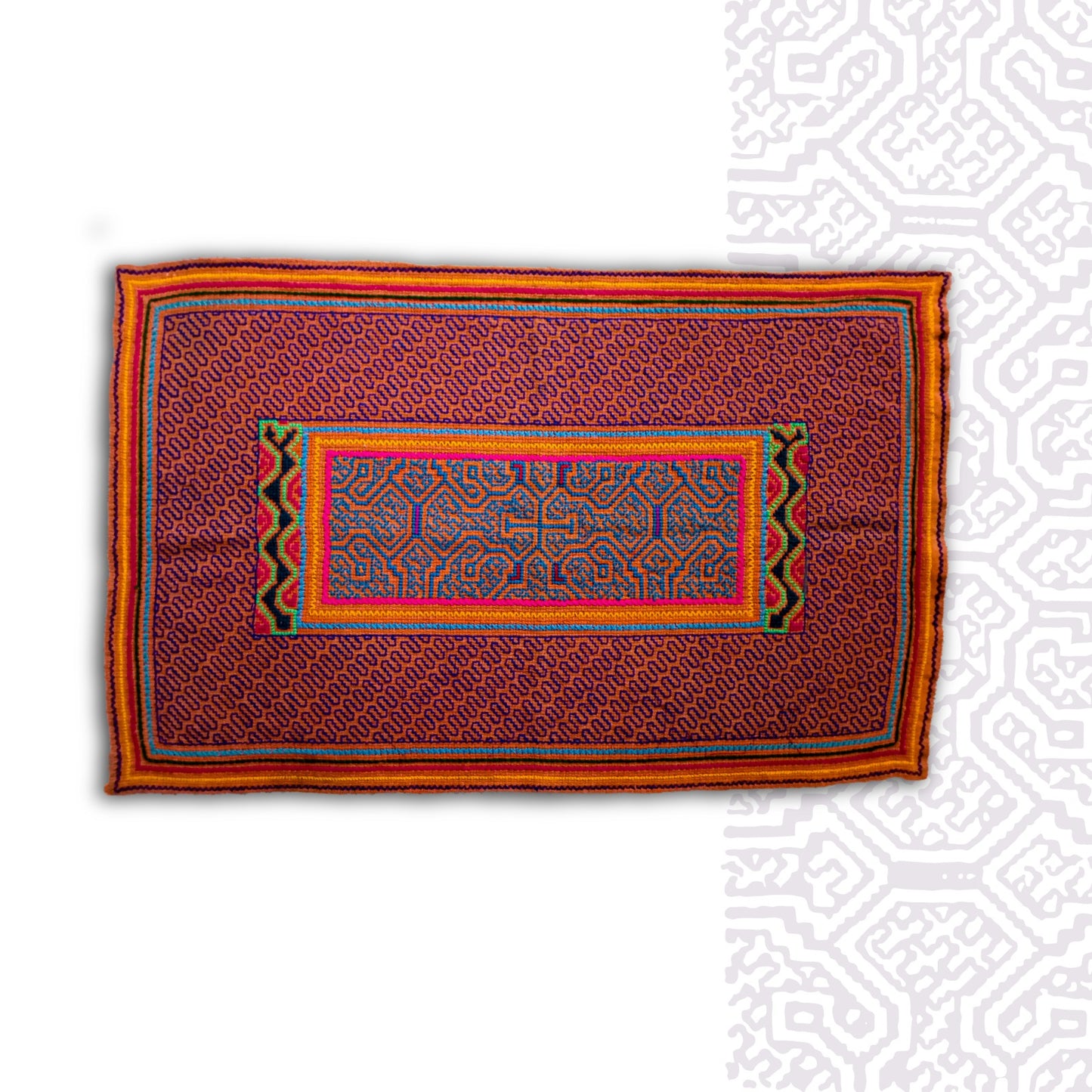 Shipibo Textile Mat Hand Made & Embroidered 26” x 16.5”
