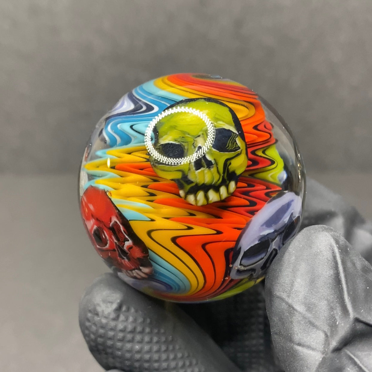 Stephen Boehme Rainbow Skull Marble 1.7” – That Glass Gallery, LLC