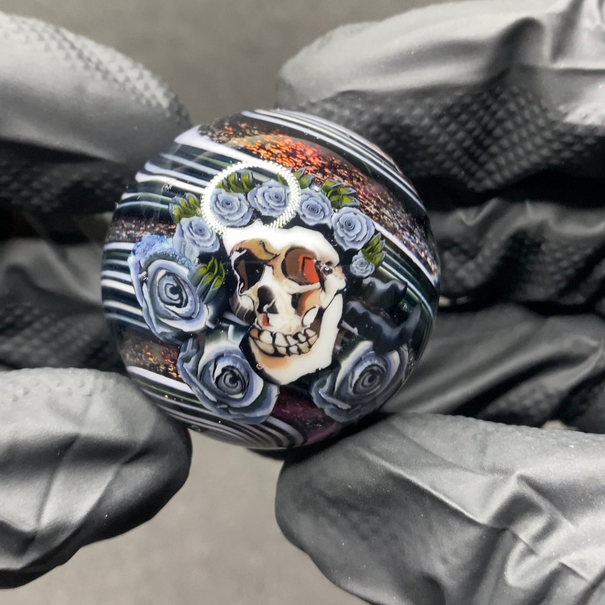 Stephen Boehme Blue Rose Bertha Skull Slurper Set Marble 1.2”