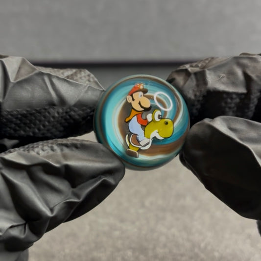 MicrosWorkshop Mario Riding Yoshi Slurper Marble 1” #2A