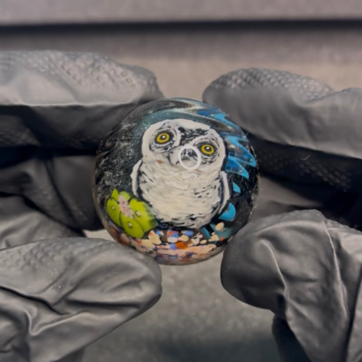 Stephen Boehme Owl Marble 1.2” #50 – That Glass Gallery, LLC