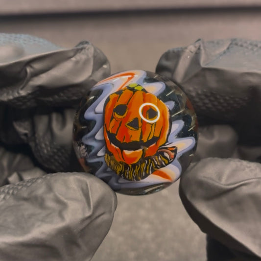 Stephen Boehme Pumpkin Scarecrow Halloween Marble 1.2" #8C