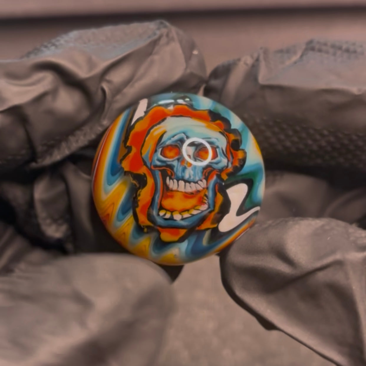Stephen Boehme Fire Skull Marble 1.2" #10C