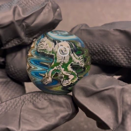 Stephen Boehme UV Grateful Dead Skeleton Bear Marble 1.2" #13C