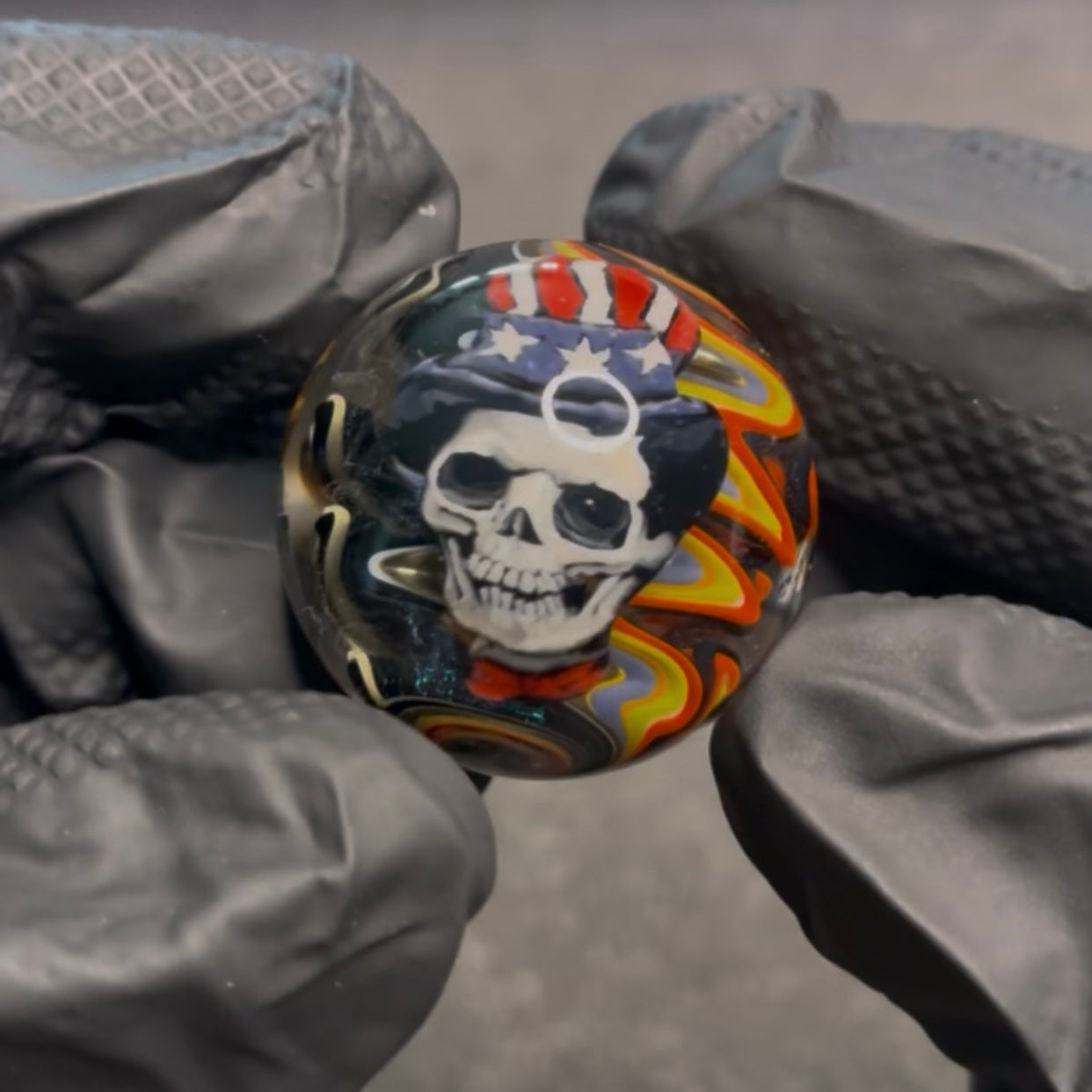 Stephen Boehme Uncle Sam/Skull Lighter Marble 1.2" #14C