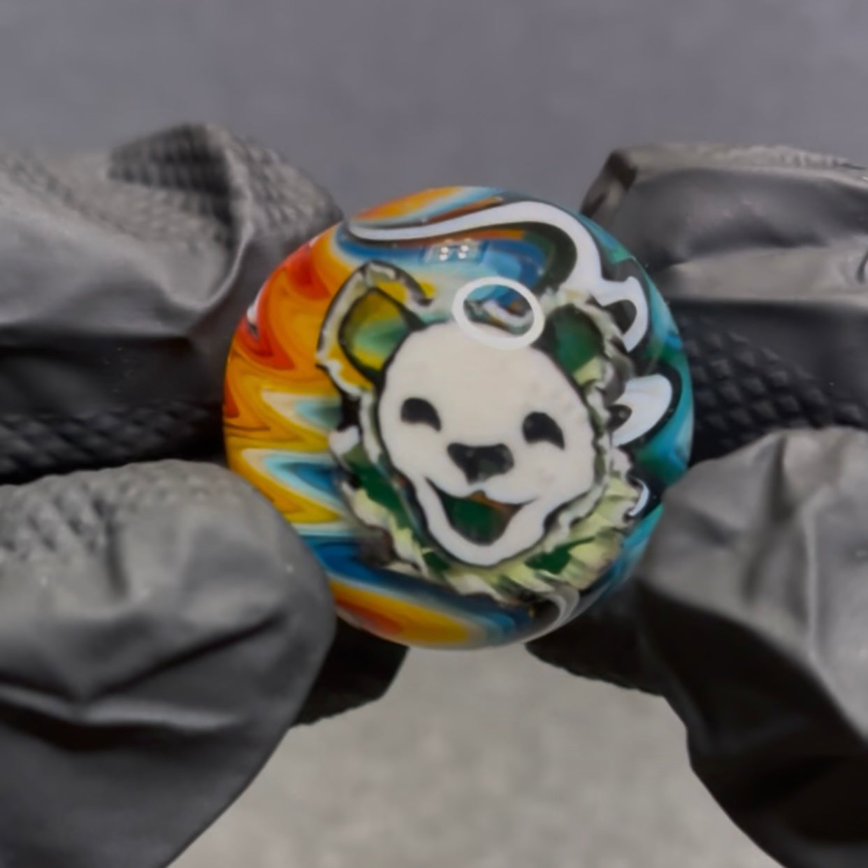 Stephen Boehme UV Grateful Dead Bear Skeleton Skull Marble 1.2" #26C