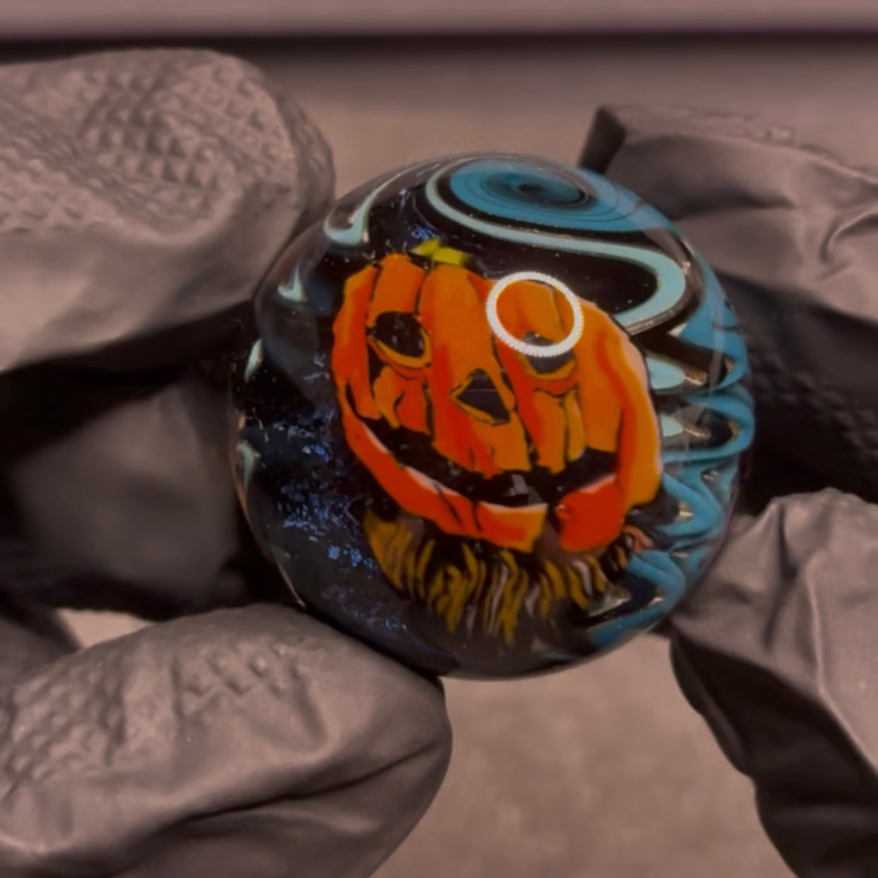 Stephen Boehme Pumpkin Scarecrow Halloween Marble 1.2" #28C