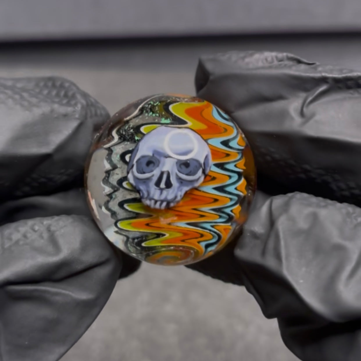 Stephen Boehme Skull Smiley Marble 1.2" #32C
