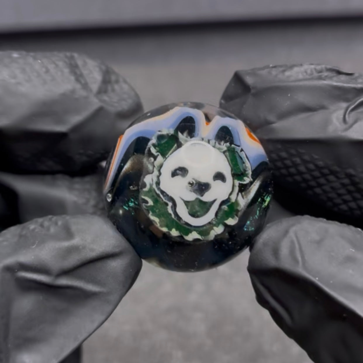 Stephen Boehme UV Grateful Dead Bear Skeleton Skull Marble 1.2" #42C