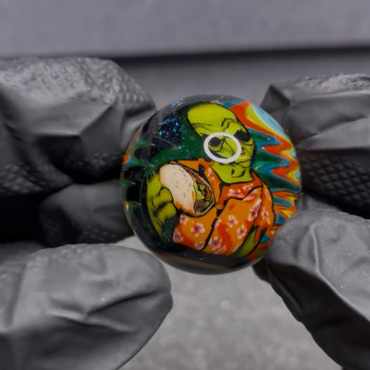 Stephen Boehme UV Taco Eating Alien Marble 1.2" #43C