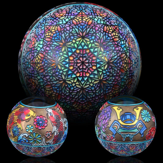 Masataka Joei Nishikigoi Koi & Kabuto Helmet Kaleidoscope Marble 1.49”