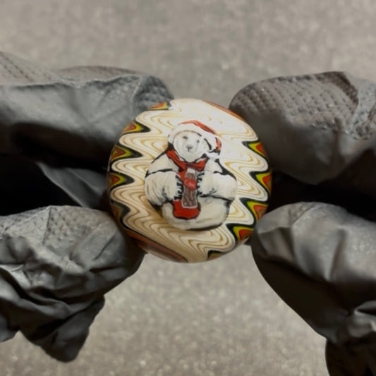 Stephen Boehme CocaCola Polar Bear Christmas Marbles 1.2"